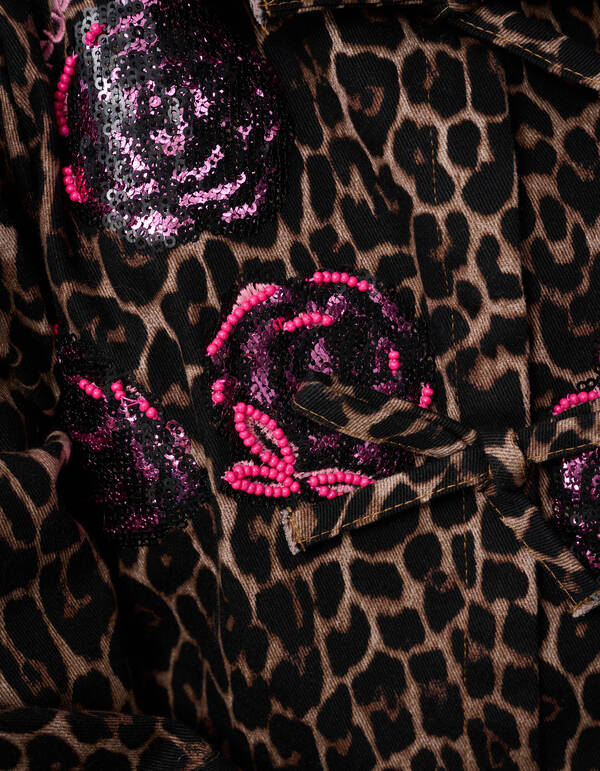 Sequin Panther Print Bluse Braun SHOEBY GIRLS