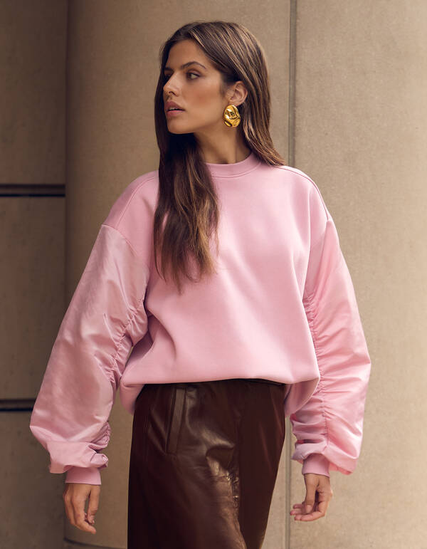 Pullover aus Satin-Mix Hellrosa SHOEBY WOMEN
