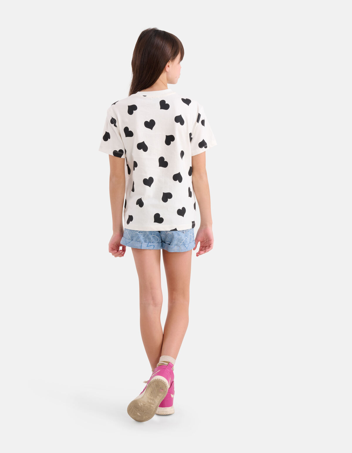 Oversized Hartjes Print T-shirt Wit SHOEBY GIRLS