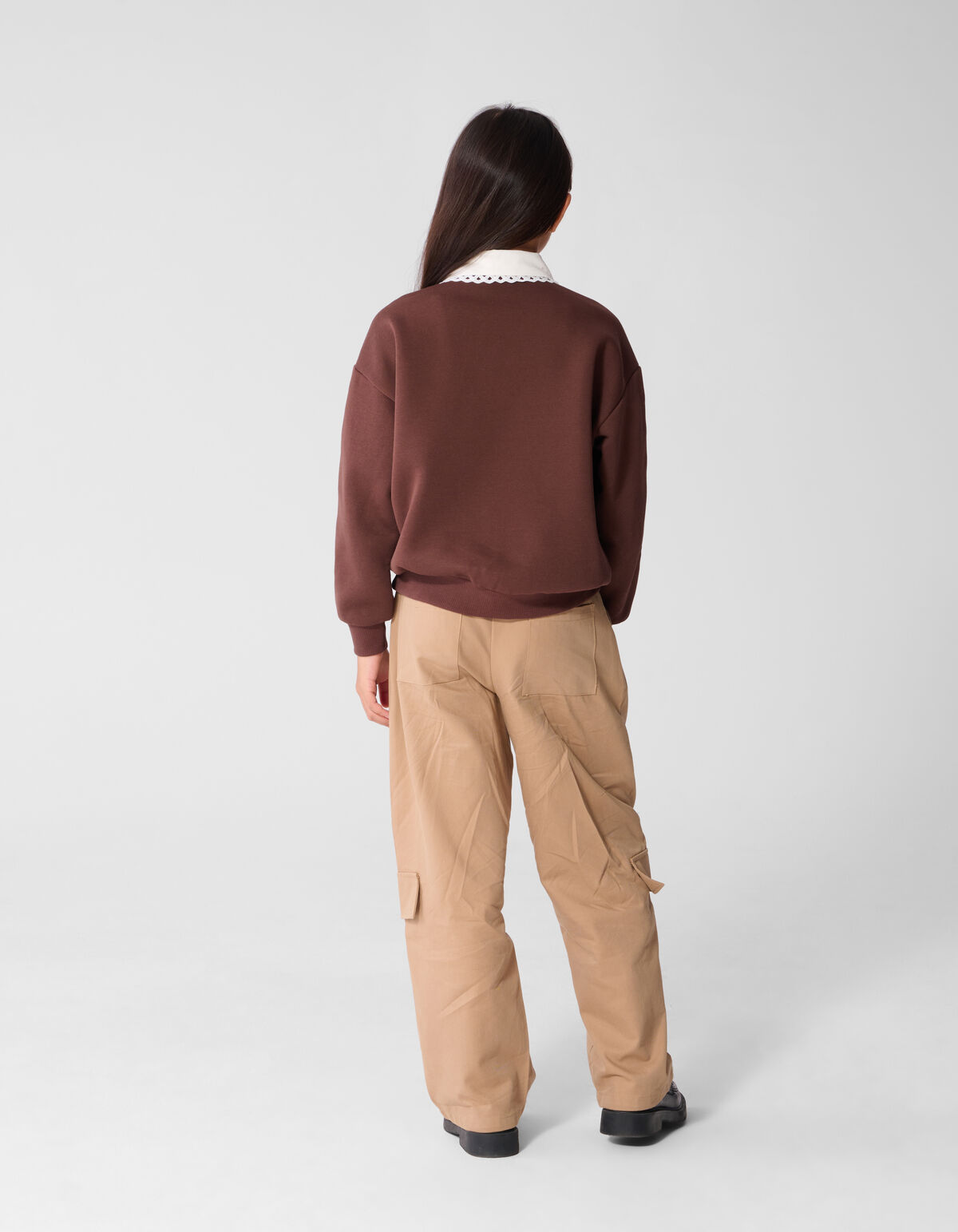 Oversized-Polo-Pullover Braun SHOEBY GIRLS
