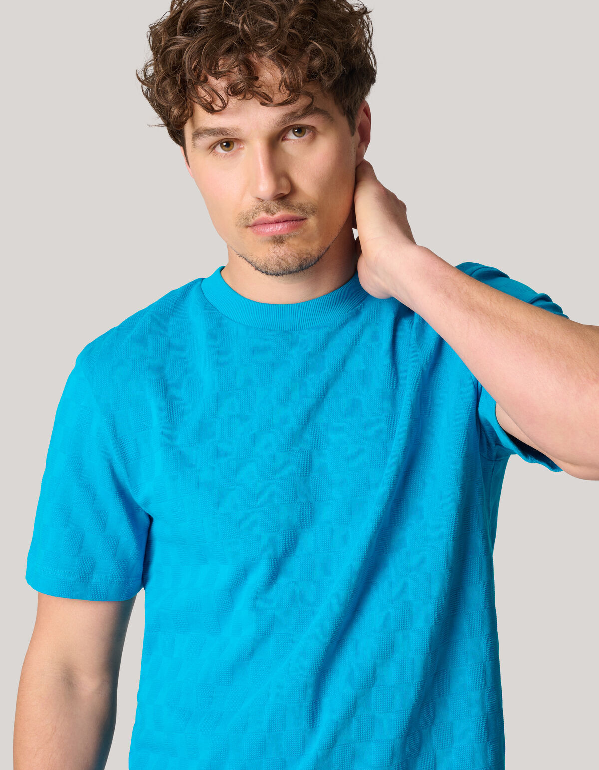 Block Textur Shirt Blau SHOEBY MEN