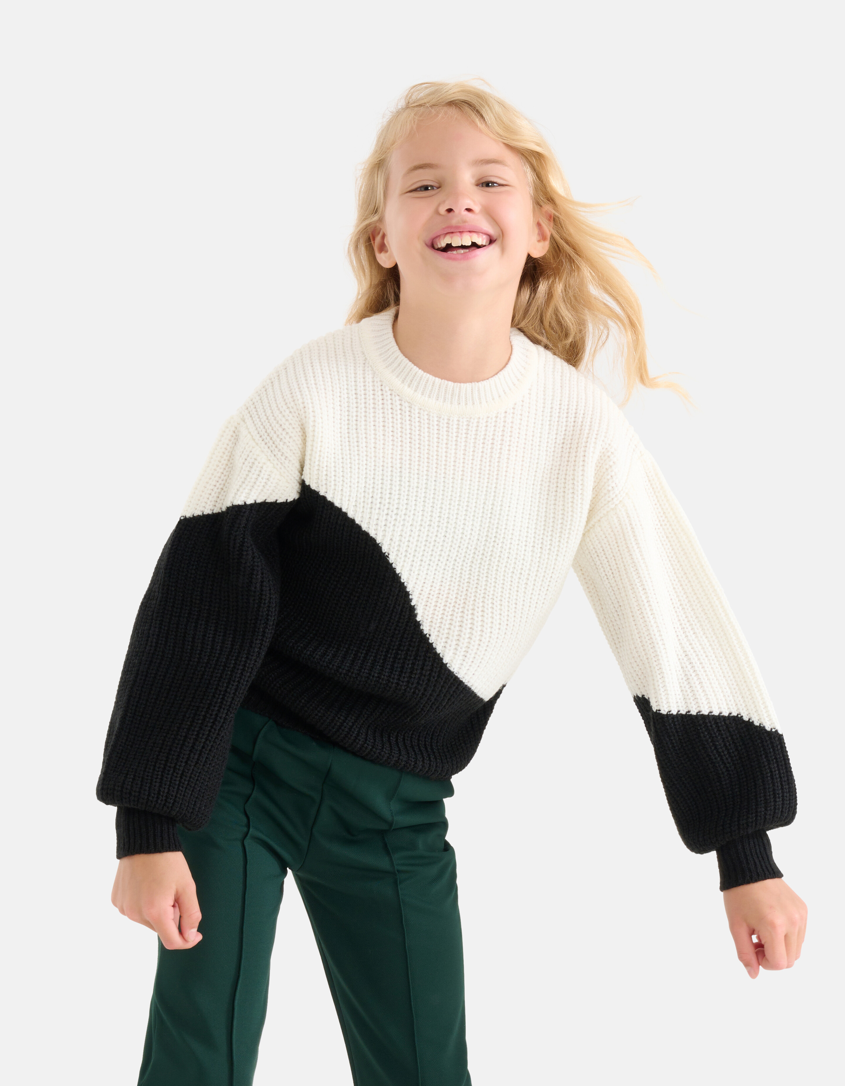 Colourblock Pullover Schwarz/Weiß SHOEBY GIRLS