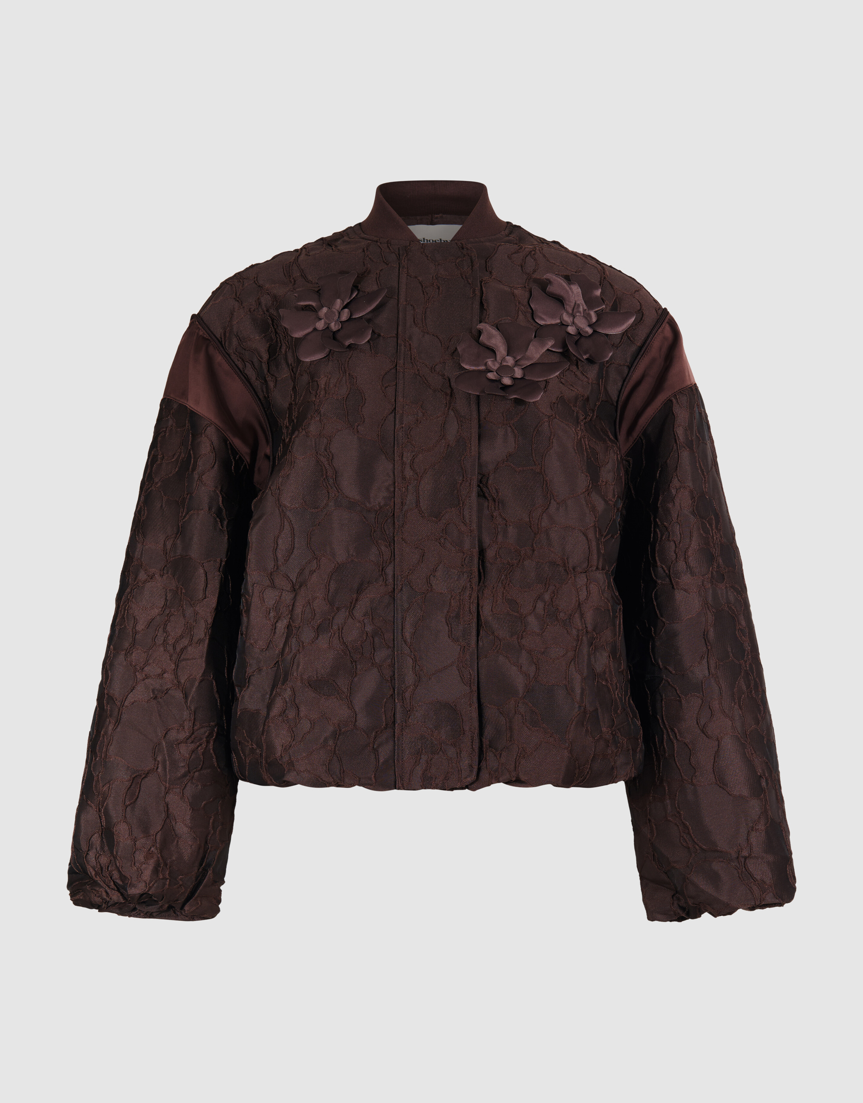 Blumen-Jacquard-Bomberjacke Dunkelbraun SHOEBY WOMEN