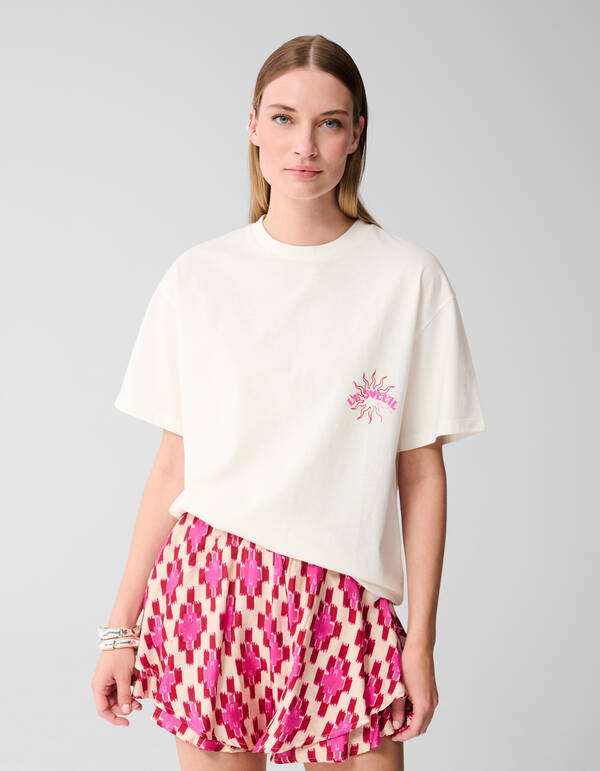Sun Artwork T-shirt Off White SHOEBY WOMEN