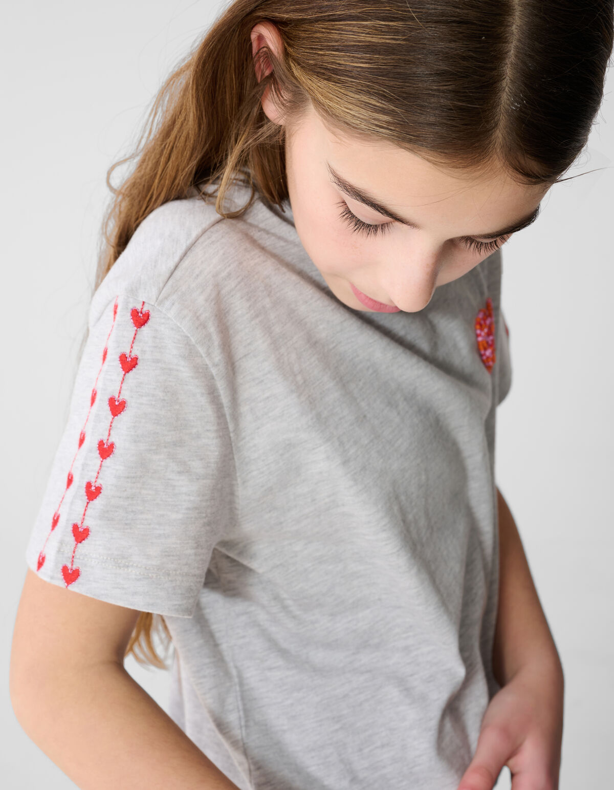 Heart Artwork T-Shirt Hellgrau SHOEBY GIRLS