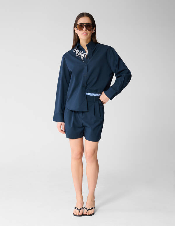 Kariertes gepolstertes Bluse Dunkelblau SHOEBY WOMEN