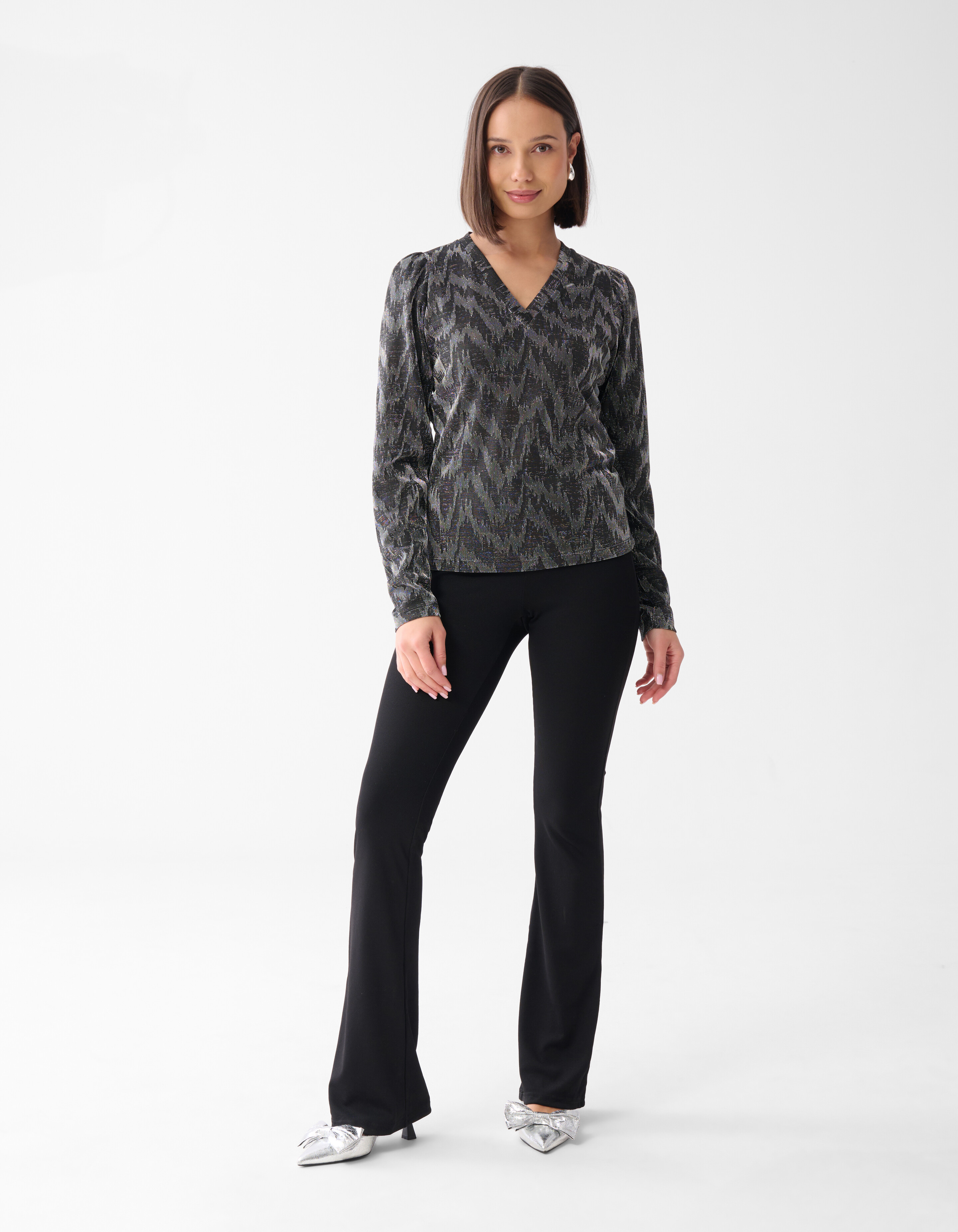Lurex V-Ausschnitt Top Schwarz SHOEBY WOMEN