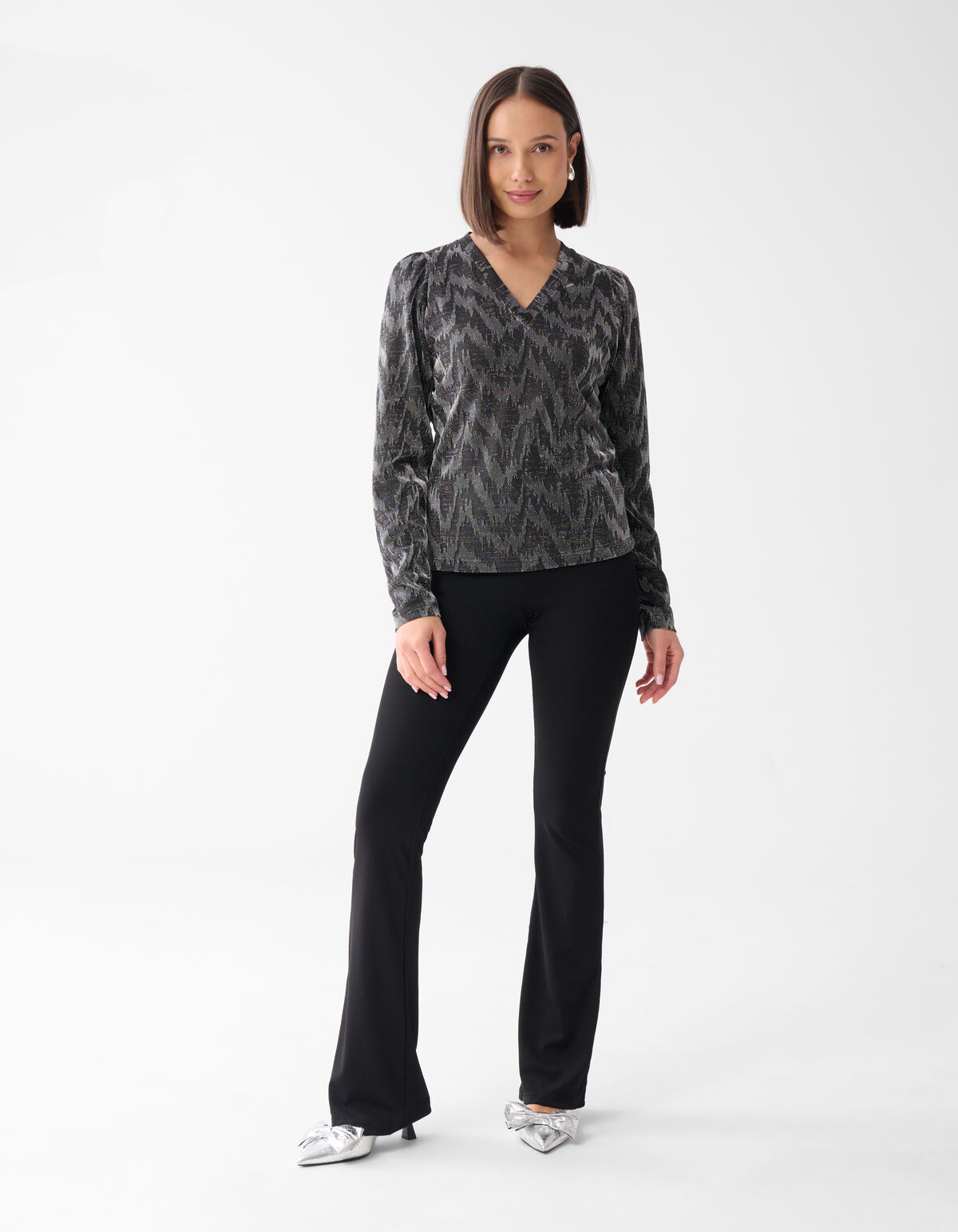 Lurex V-Ausschnitt Top Schwarz SHOEBY WOMEN