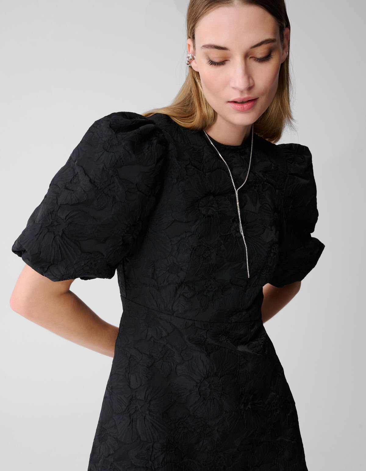 Jacquard-Minikleid mit Schleife Schwarz SHOEBY WOMEN