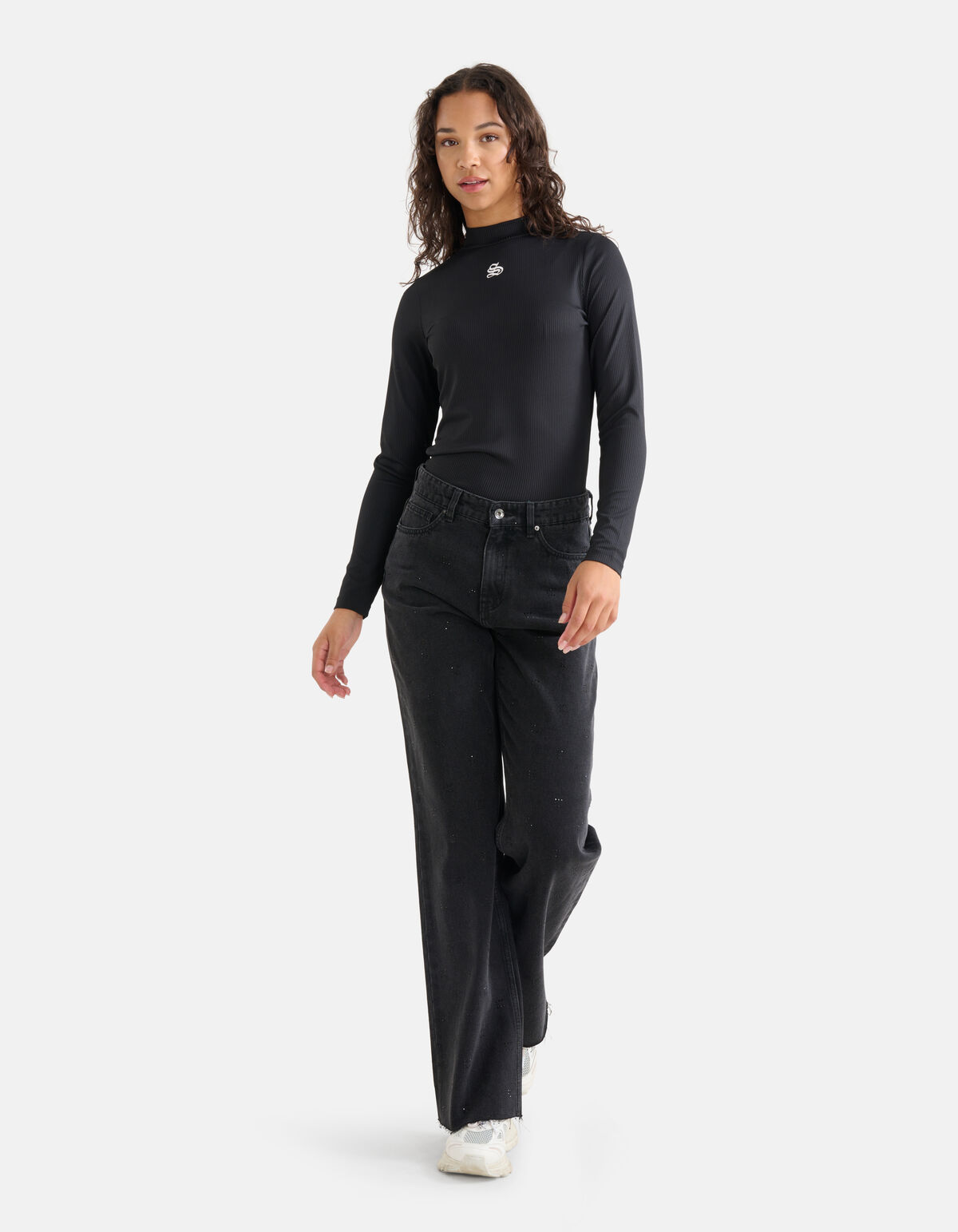 Rippstrick-Rollkragenpullover Schwarz SHOEBY WOMEN