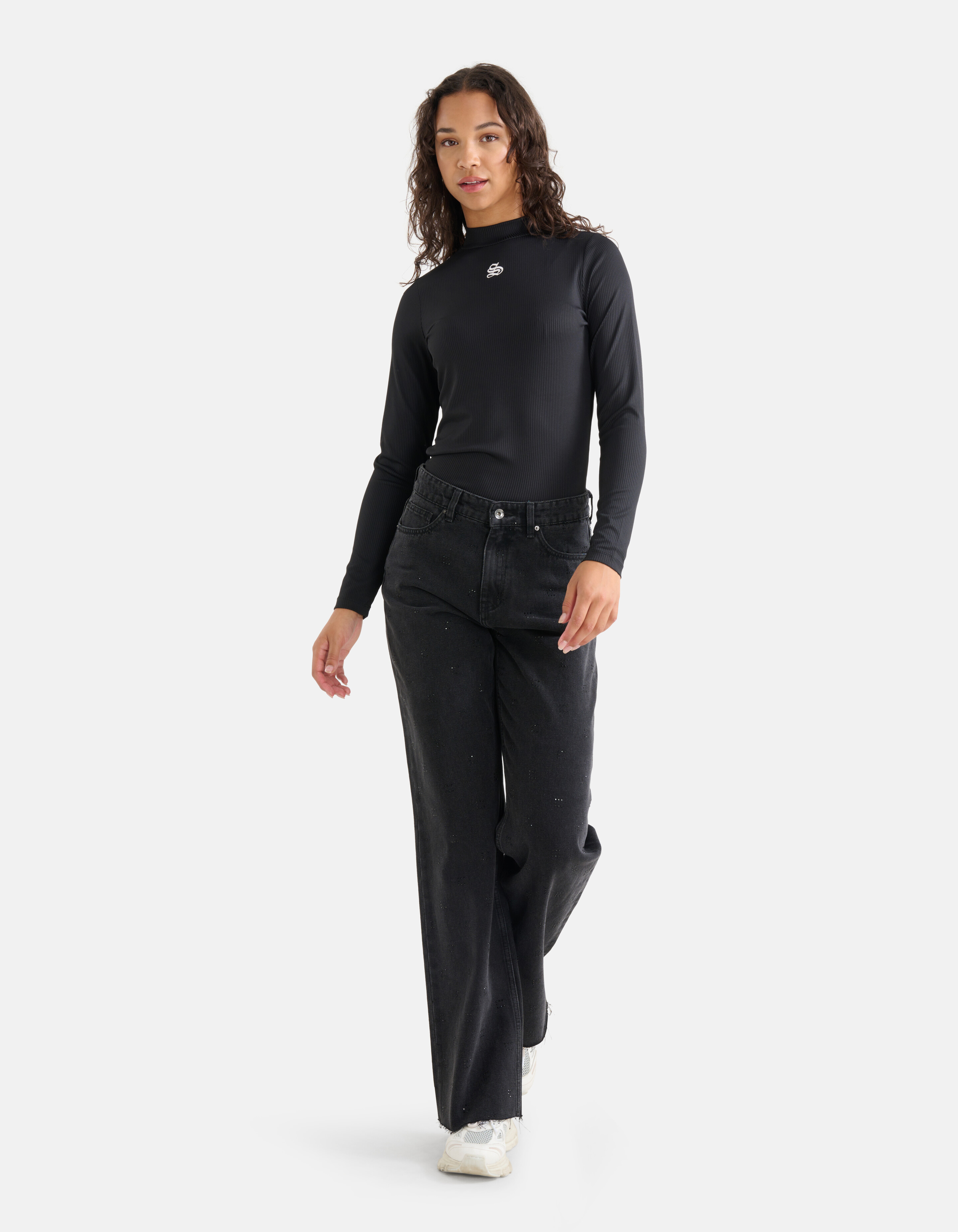 Rippstrick-Rollkragenpullover Schwarz SHOEBY WOMEN