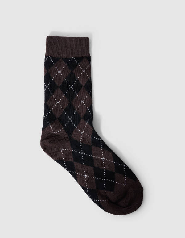 karierten Socken Schwarz/Dunkelbraun SHOEBY ACCESSOIRES