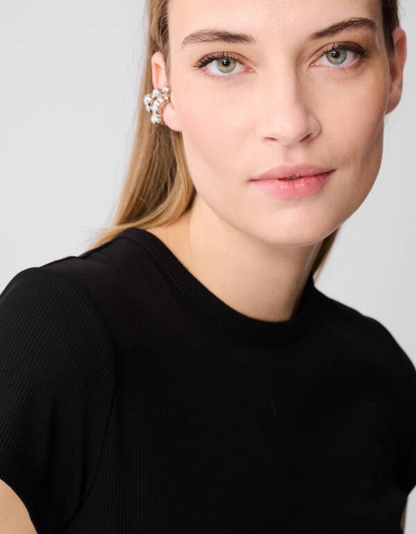 Schwarz geripptes T-Shirt SHOEBY WOMEN