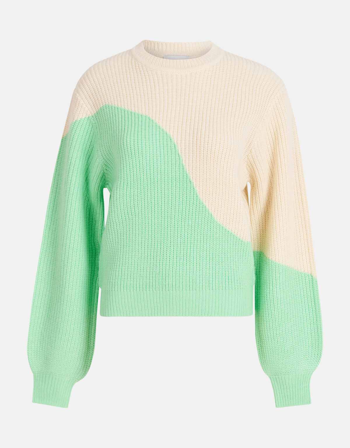 Colorblock Trui Gebroken Wit/Lichtgroen SHOEBY WOMEN