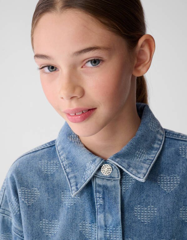 Herz-Jeansbluse Blau SHOEBY GIRLS