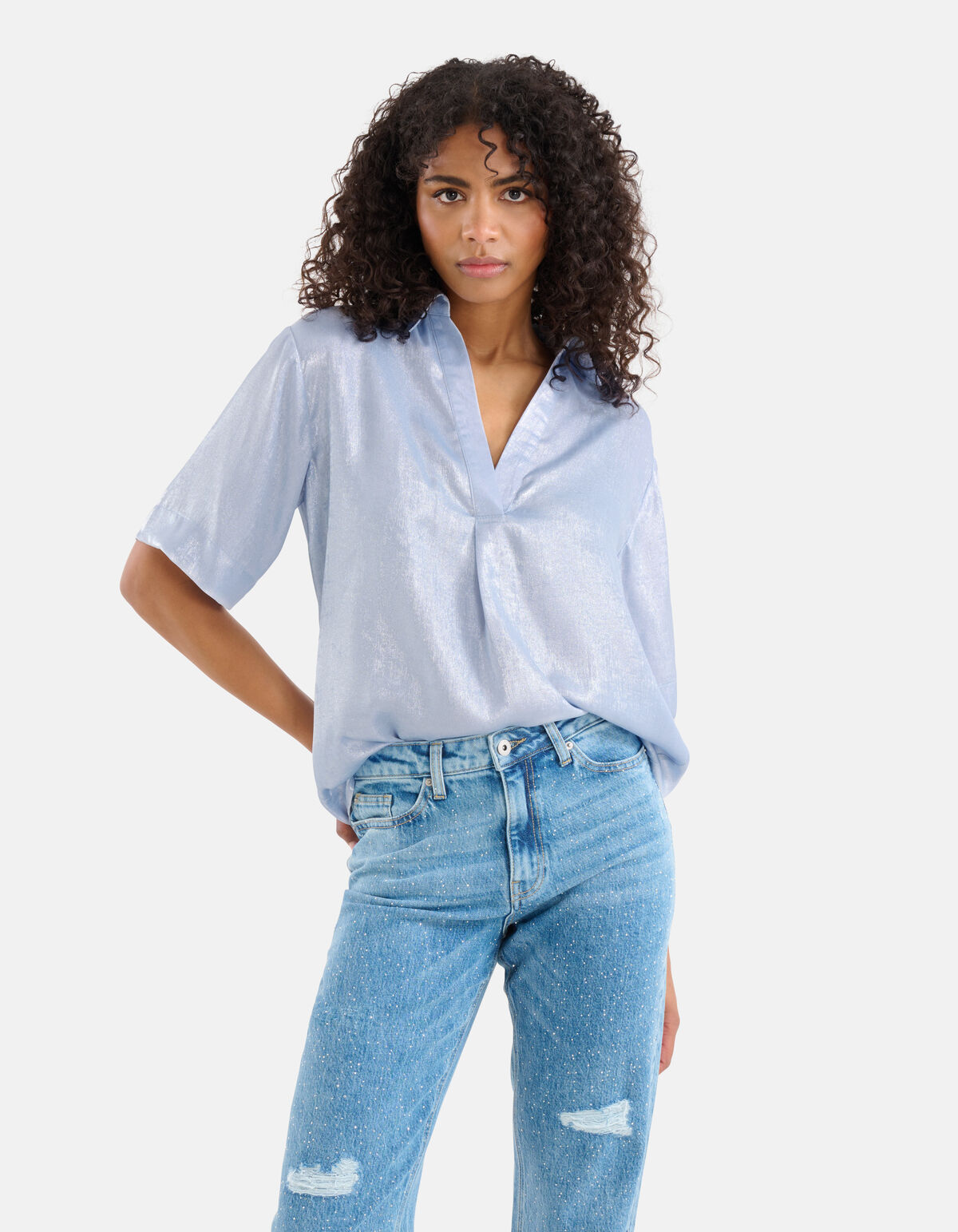 Metallic Top Hellblau By Fred SHOEBY WOMEN