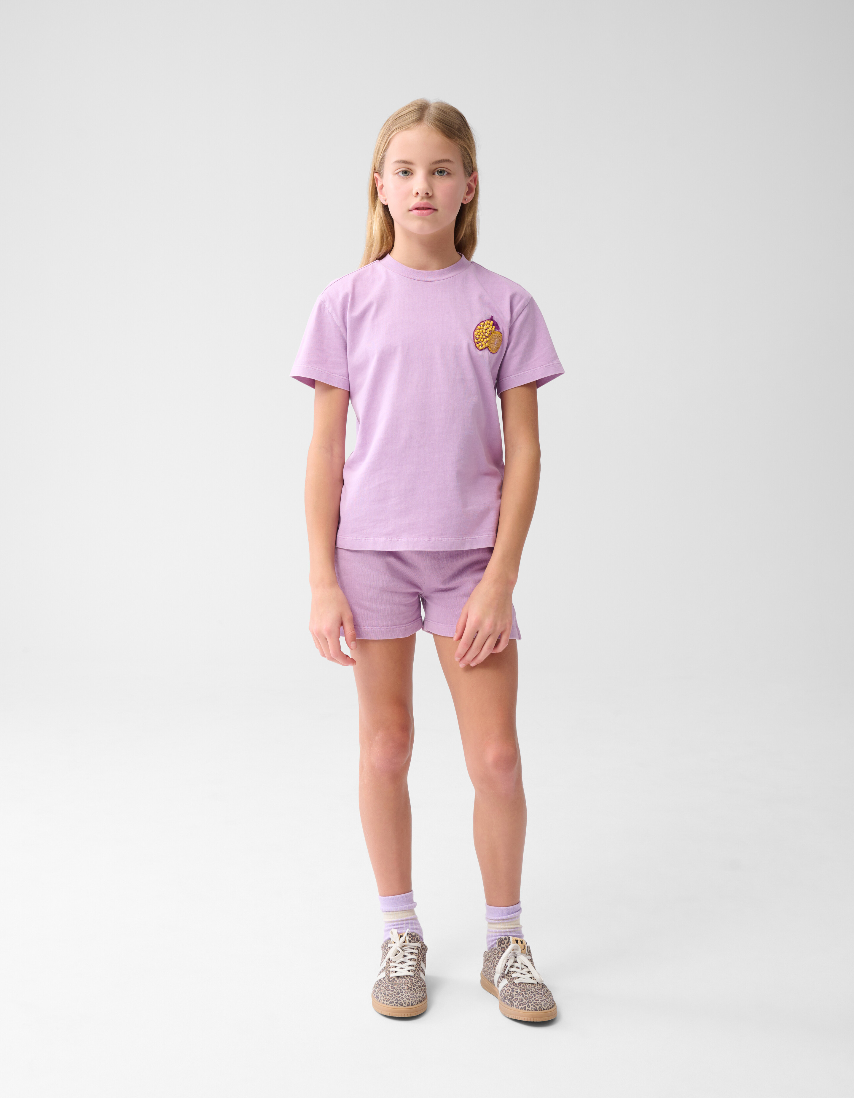 Cherry Artwork Short Washed Light Purple SHOEBY GIRLS