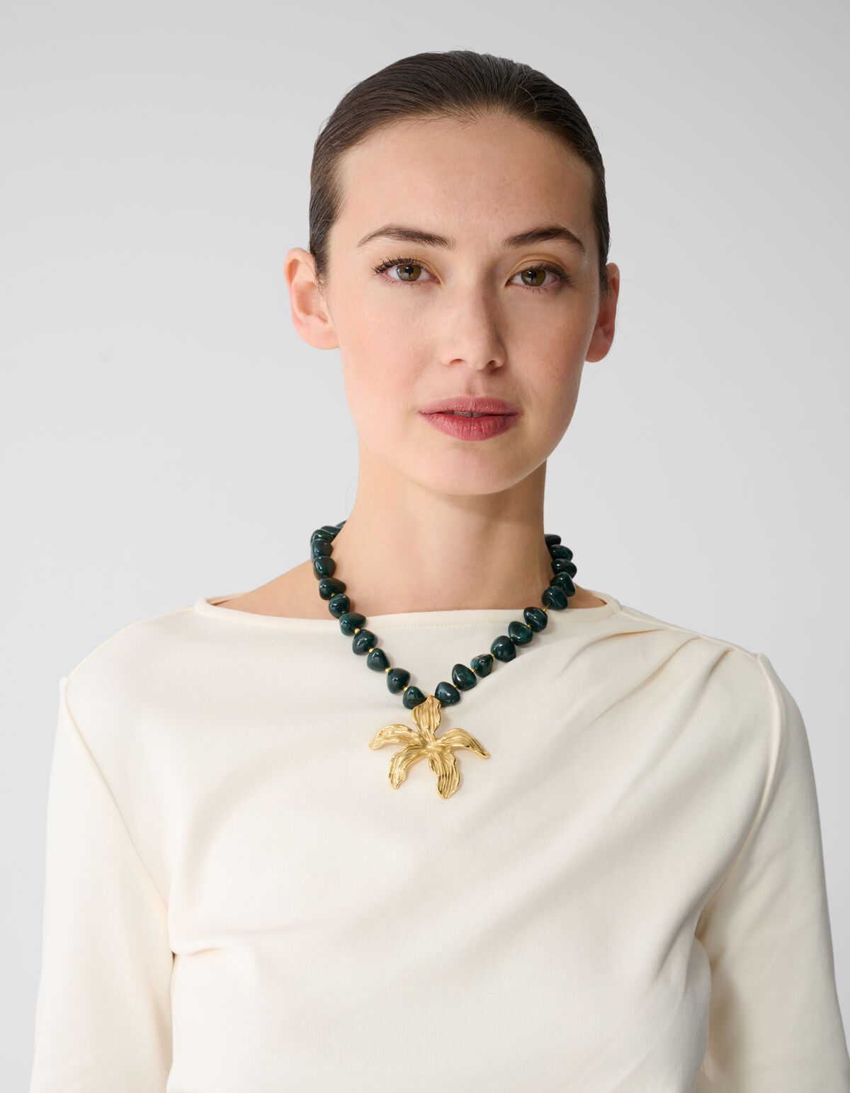 Blumen-Halskette Dunkelgr&uuml;n SHOEBY ACCESSOIRES