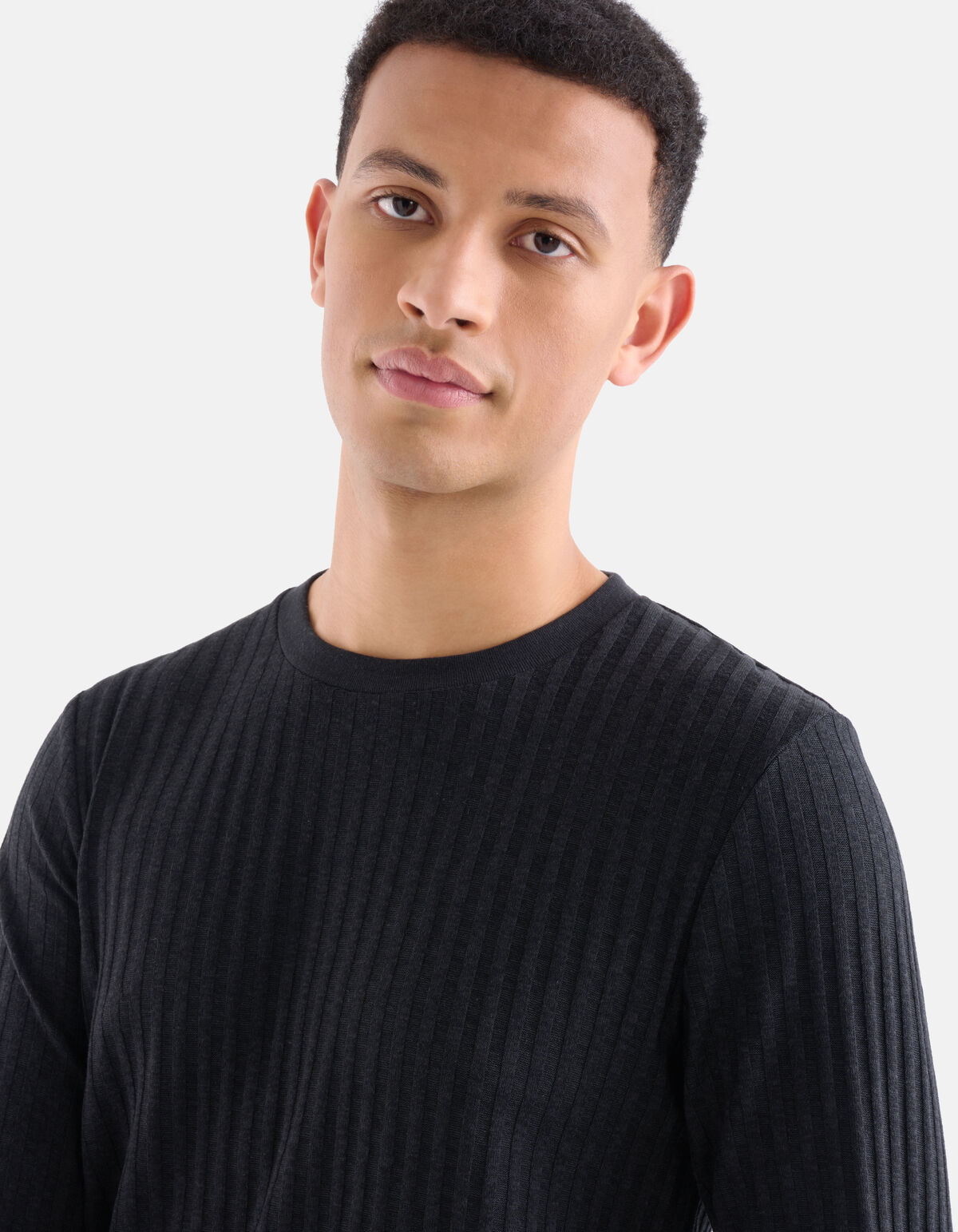 Rippen-T-Shirt Schwarz SHOEBY MEN