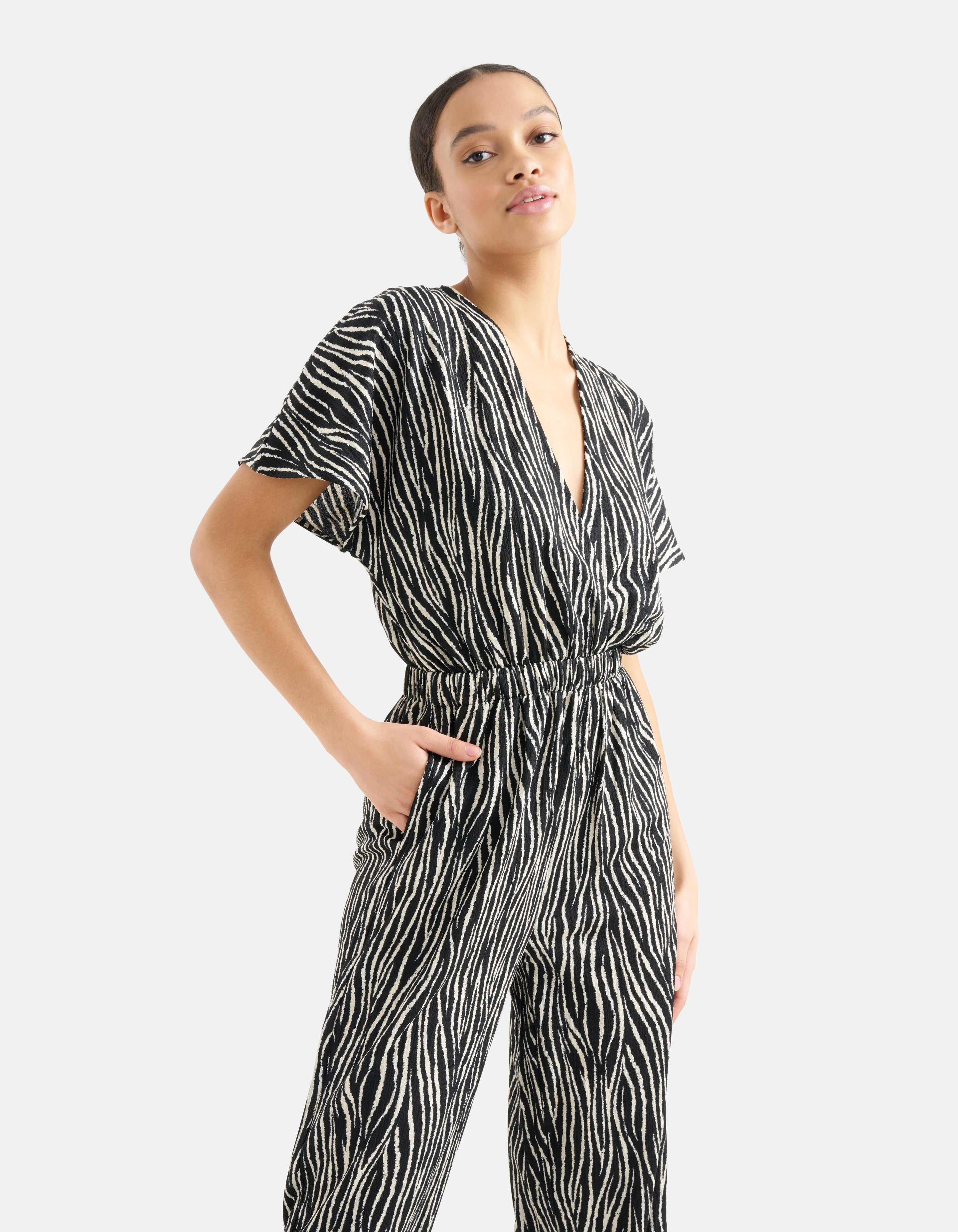 Crinkle Jumpsuit Schwarz/Weiß SHOEBY WOMEN