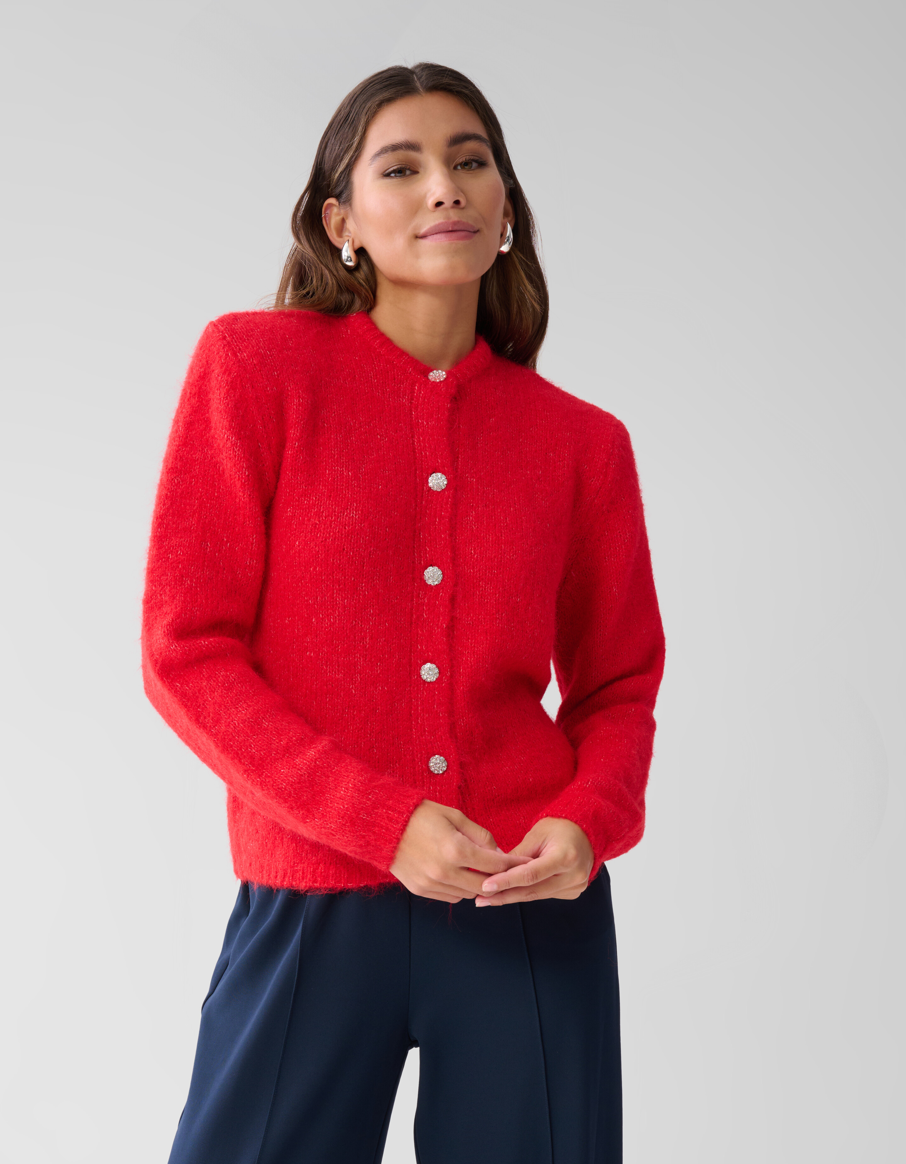 Pelzige Strickjacke Rot SHOEBY WOMEN