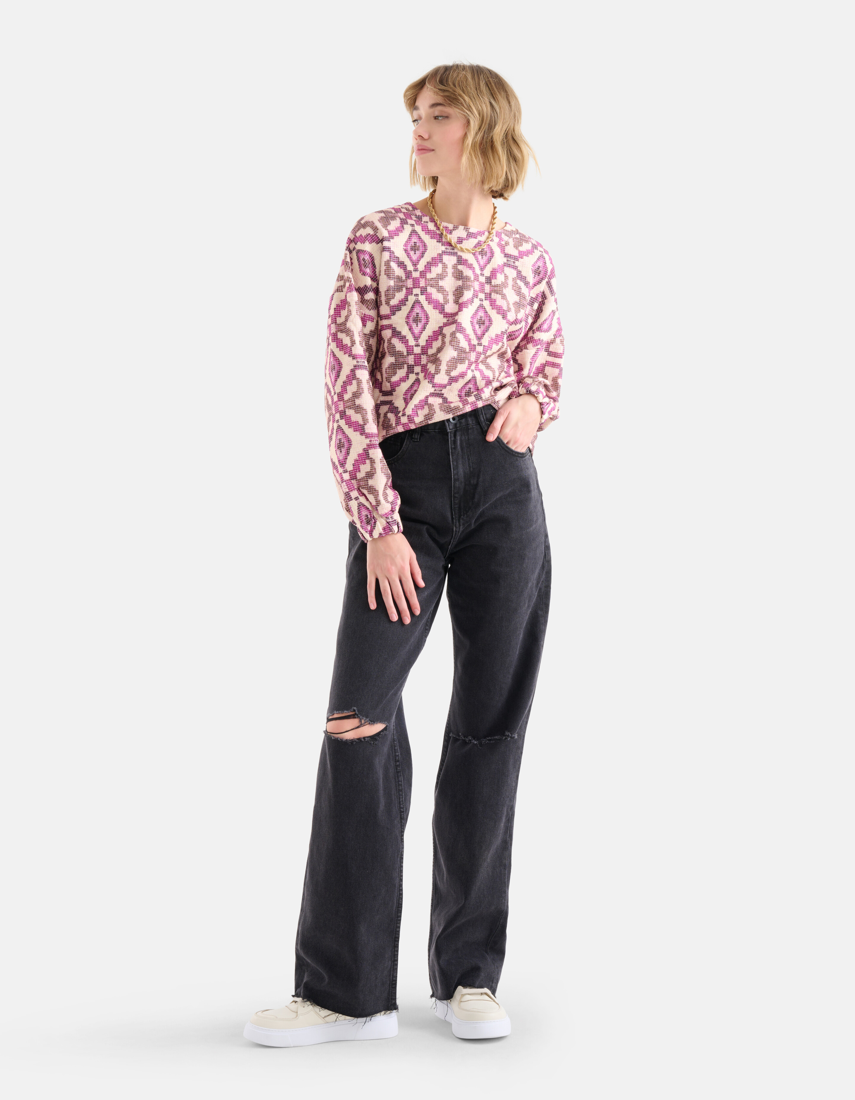 Pullover mit grafischem Print Violett SHOEBY WOMEN
