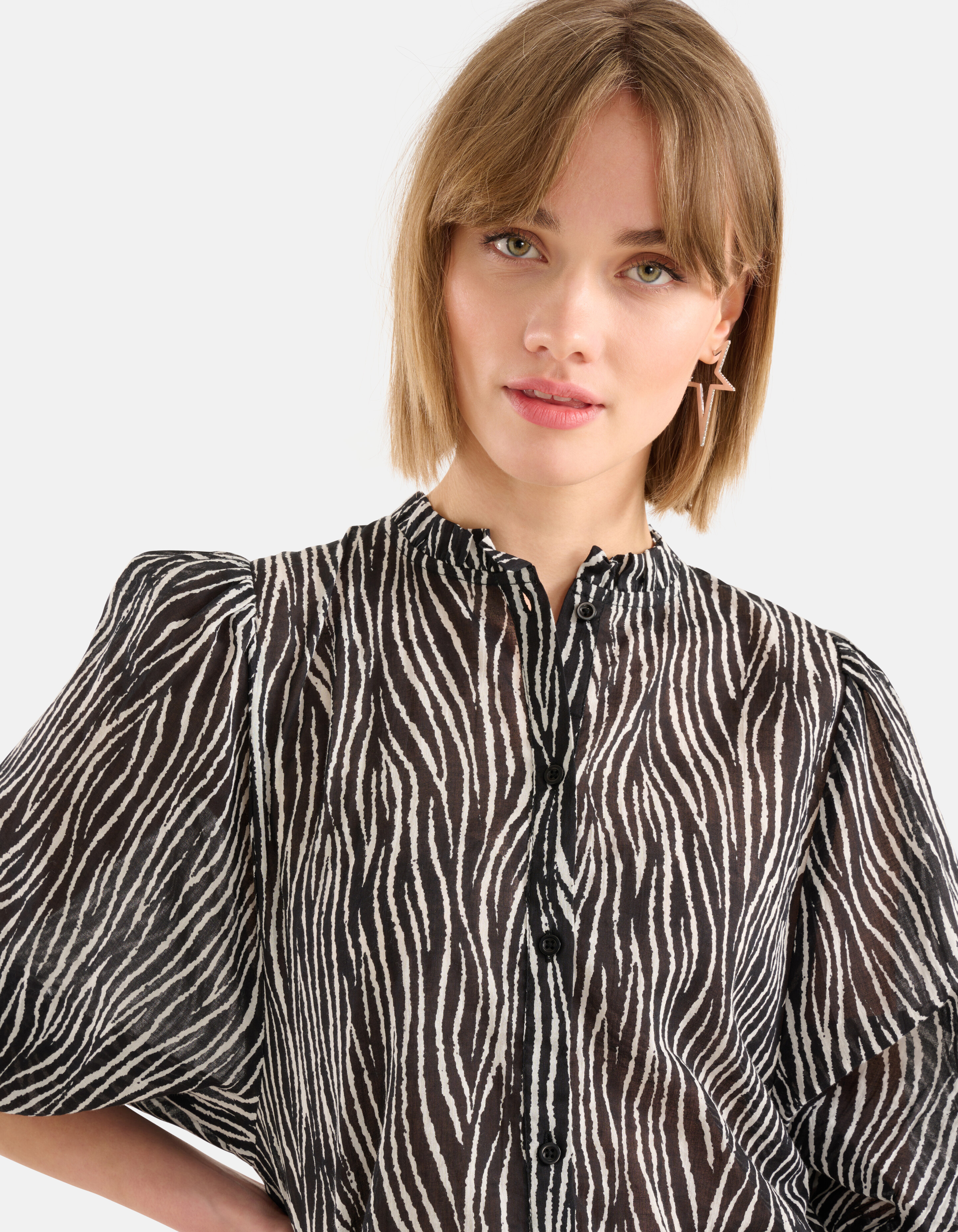 Zebra-Voile-Bluse Schwarz SHOEBY WOMEN