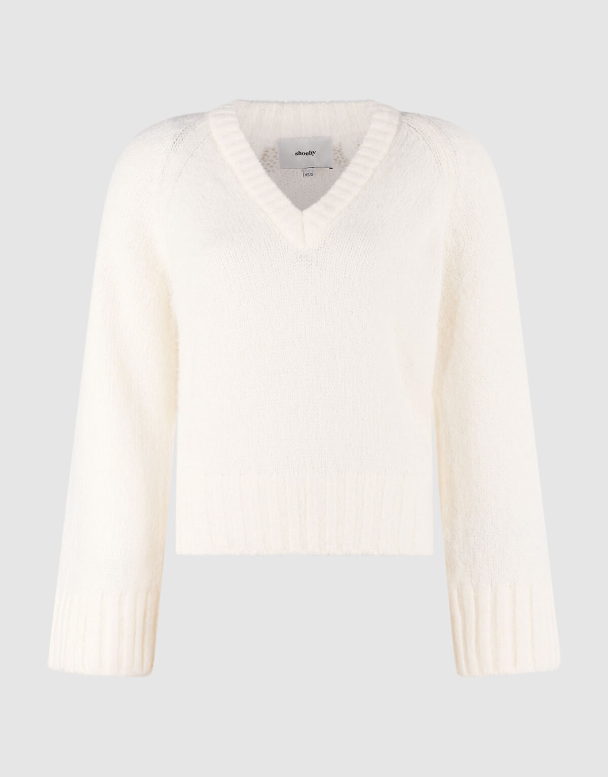 Oversized V-Ausschnitt Strickpullover Wei&szlig; SHOEBY WOMEN