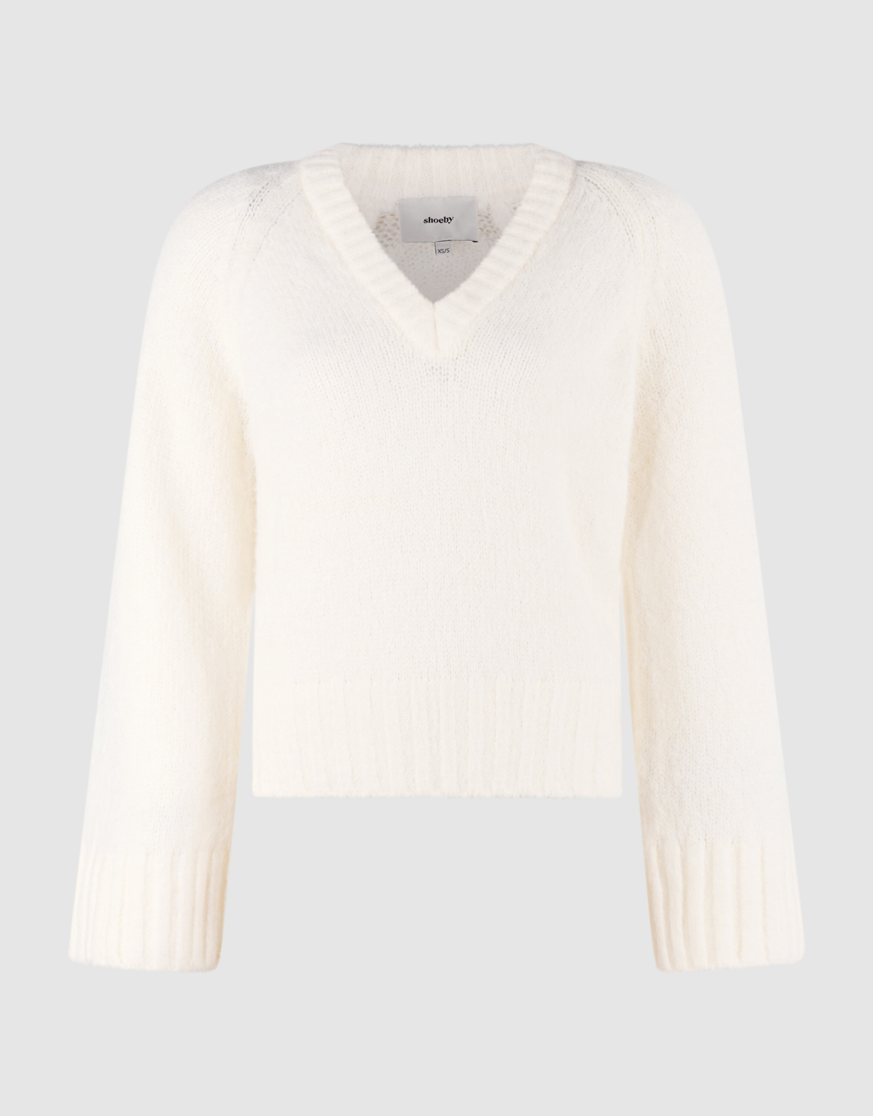 Oversized V-Ausschnitt Strickpullover Wei&szlig; SHOEBY WOMEN