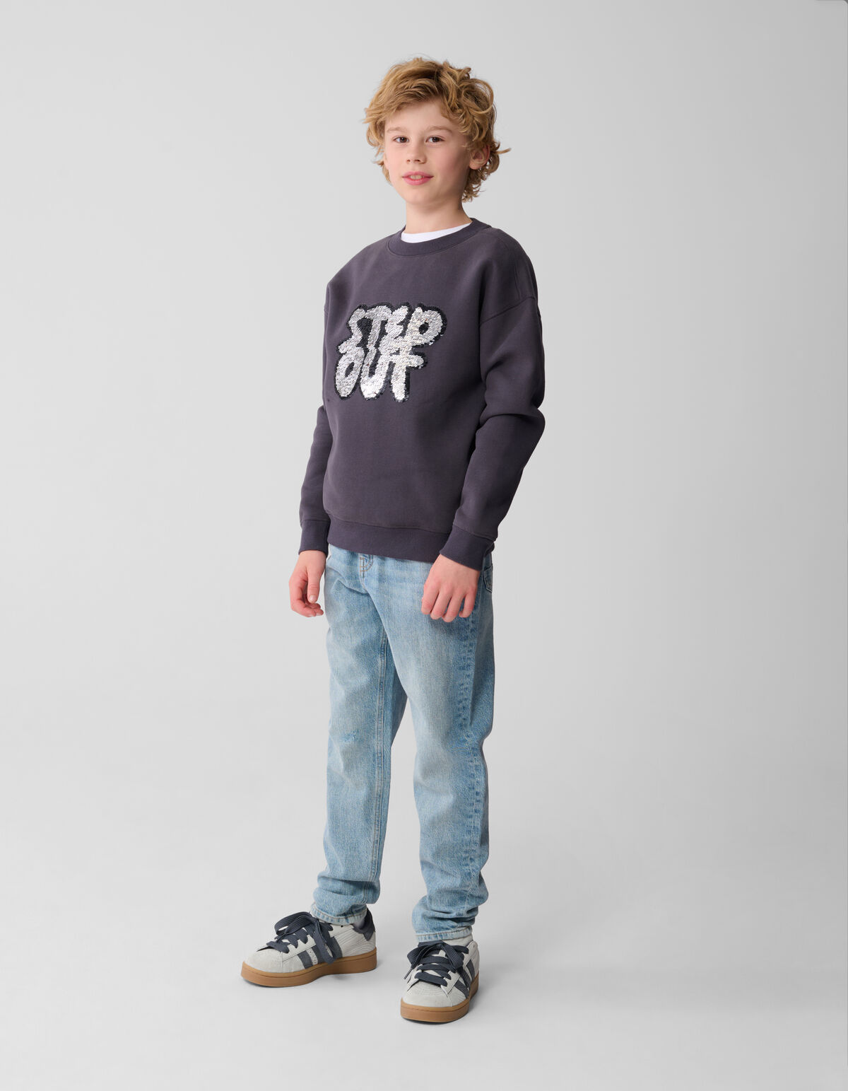 Zwei-Wege-Paillettenpullover Dunkelgrau SHOEBY BOYS