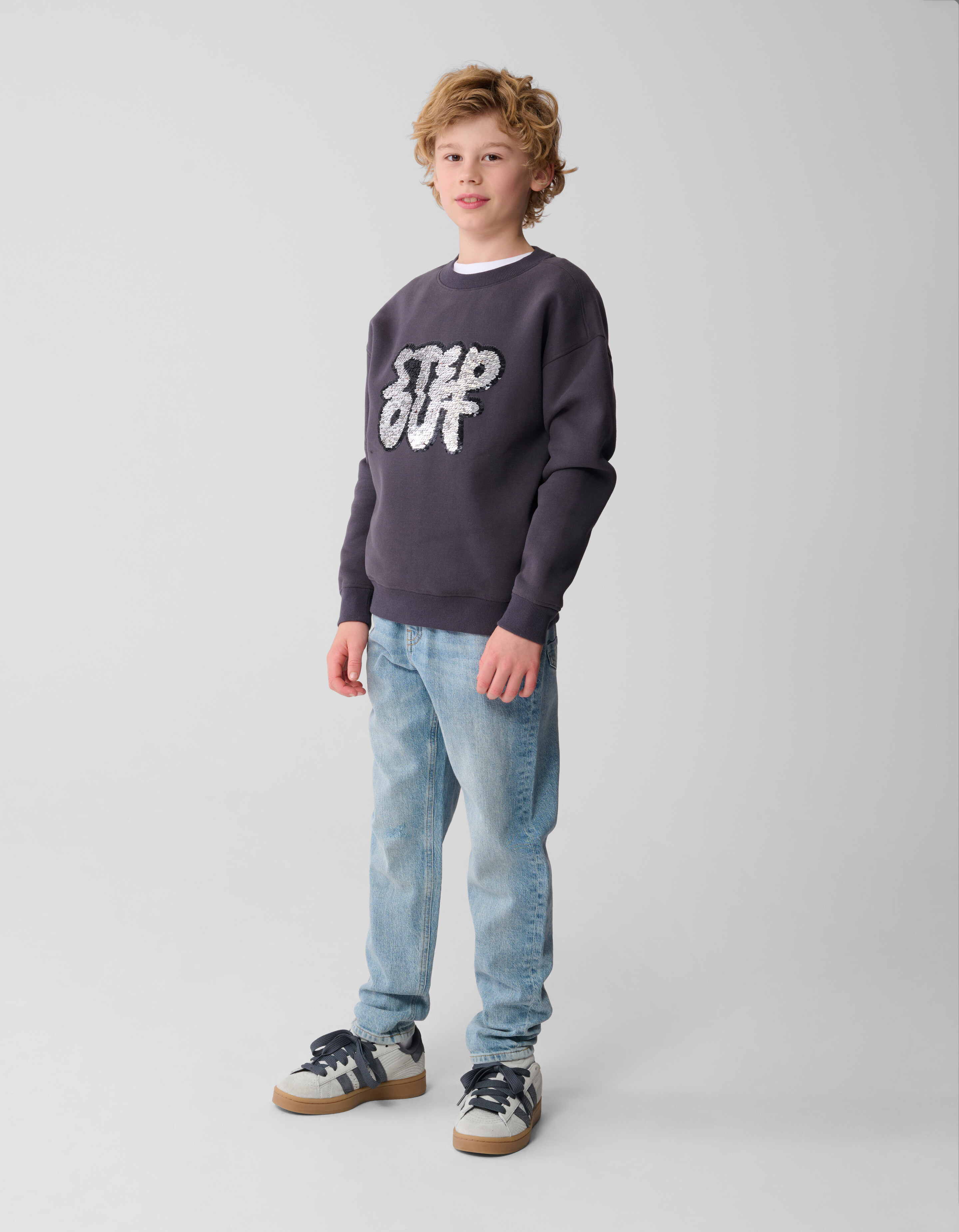 Zwei-Wege-Paillettenpullover Dunkelgrau SHOEBY BOYS