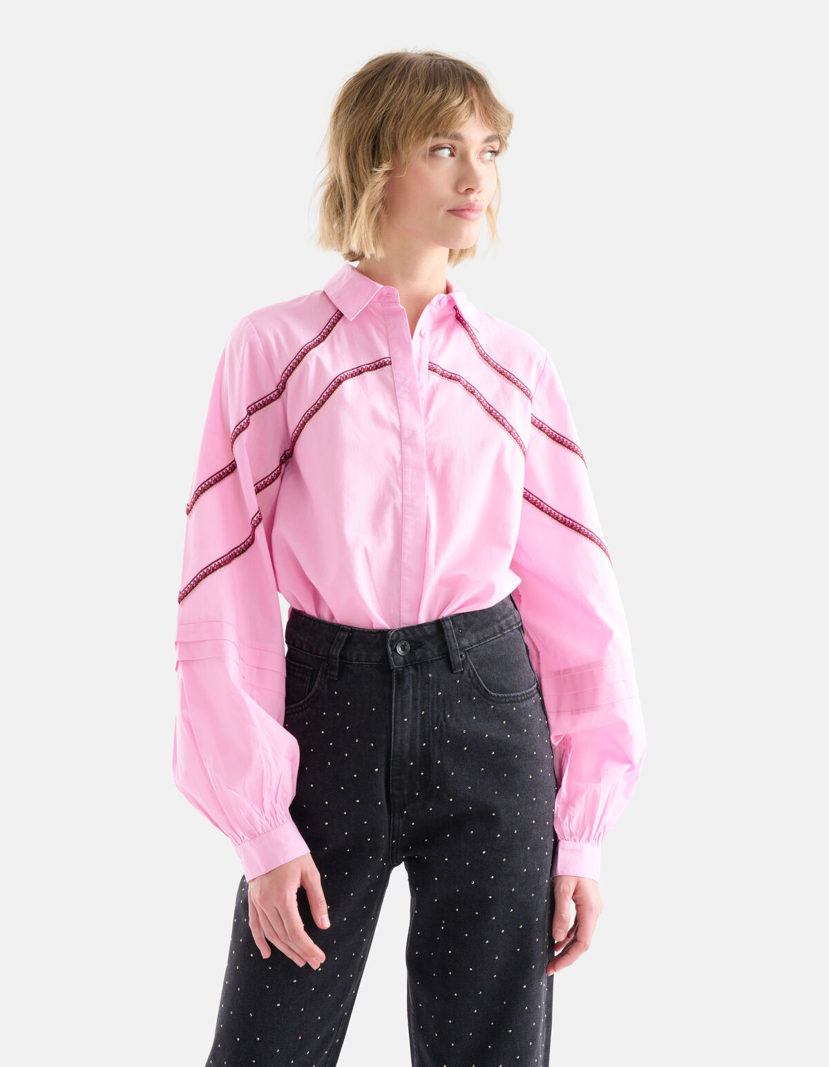 Bluse mit Stickerei Rosa SHOEBY WOMEN