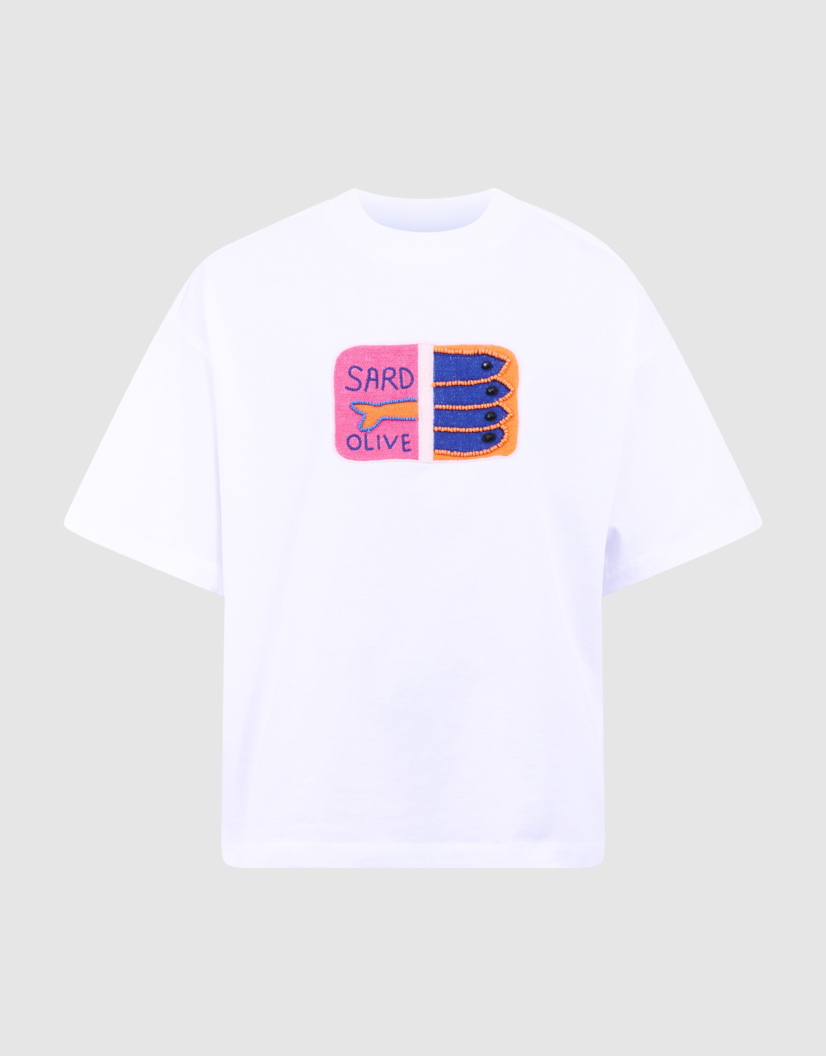 Sardinen-Stickerei T-Shirt Wei&szlig; SHOEBY GIRLS