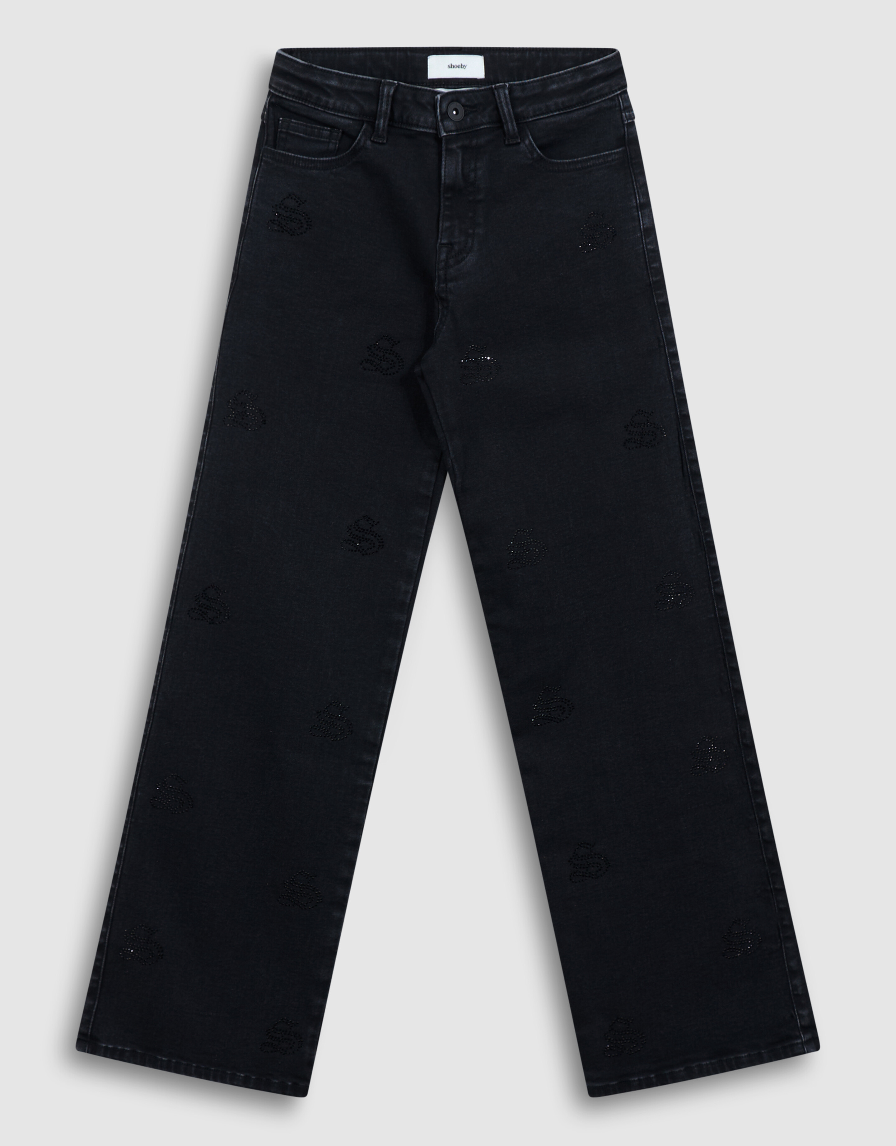 Shiny Wide Leg Fit Jeans in Schwarz SHOEBY GIRLS