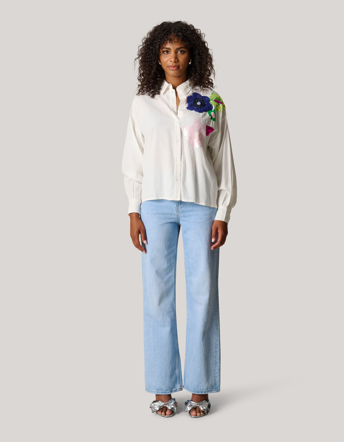 Paillettenbluse Wei&szlig; SHOEBY WOMEN