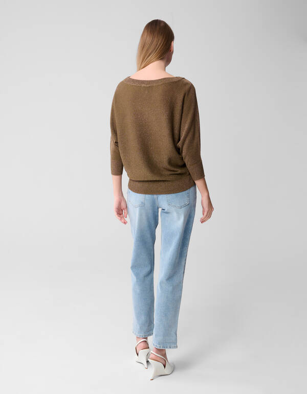 Glitzer Fledermaus Pullover Braun SHOEBY WOMEN