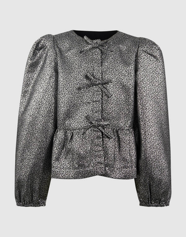 Jacquardbluse mit Schleife Silber SHOEBY GIRLS