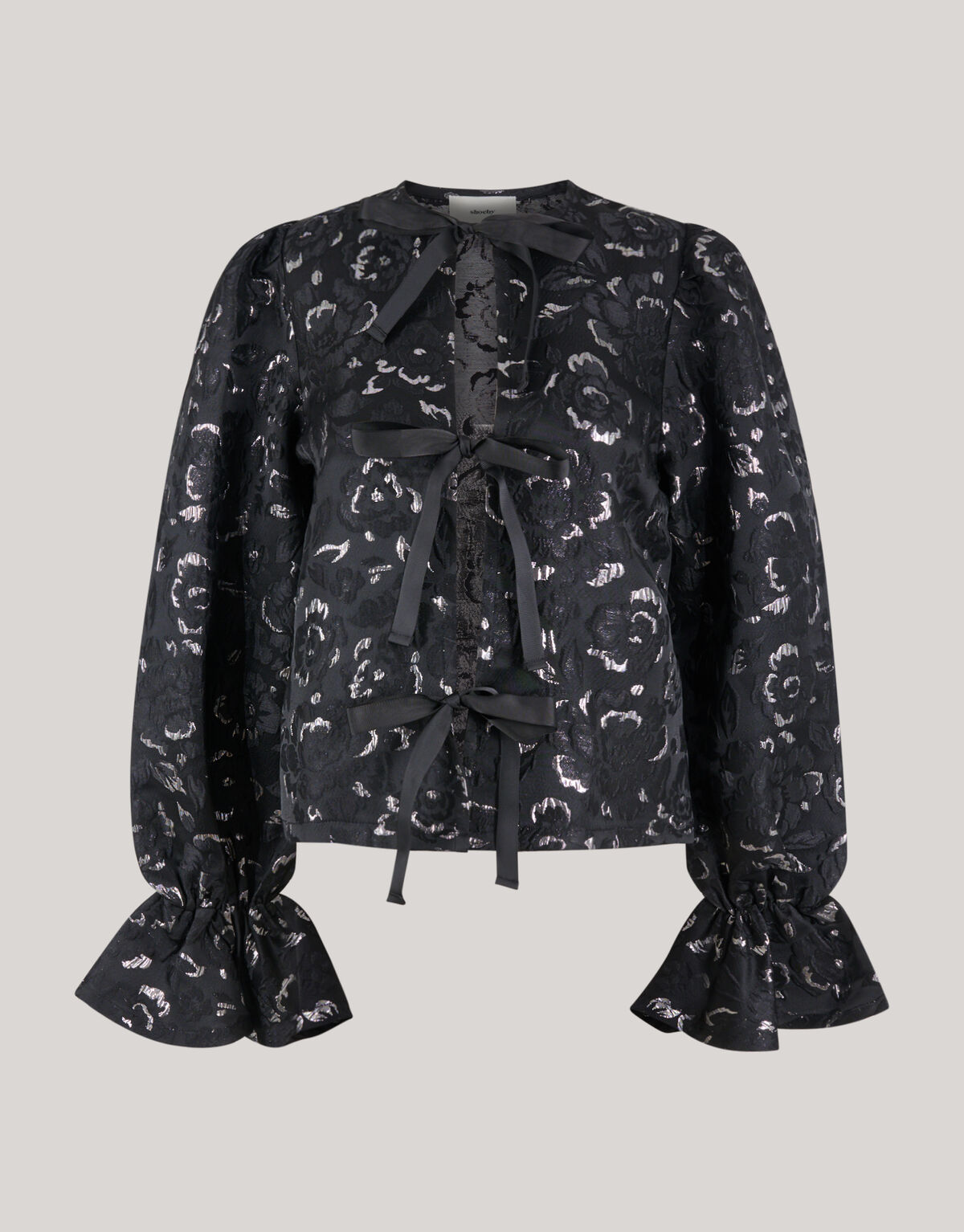 Jacquard Schleifen Top Schwarz SHOEBY WOMEN