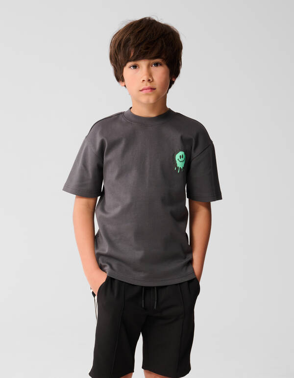 Farbe Smiley-T-Shirt Dunkelgrau SHOEBY BOYS