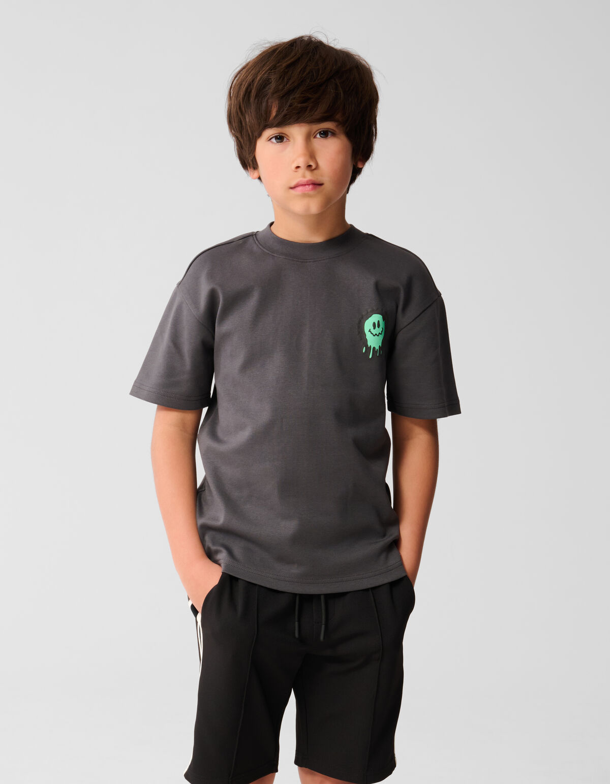 Farbe Smiley-T-Shirt Dunkelgrau SHOEBY BOYS