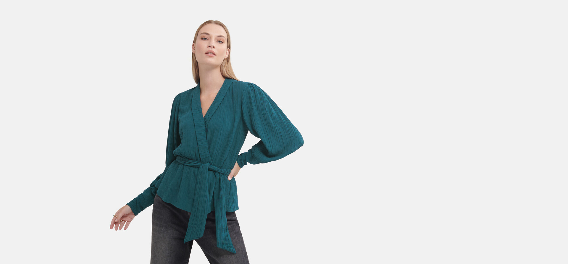Crinkle-Bluse Blau von Fred SHOEBY WOMEN