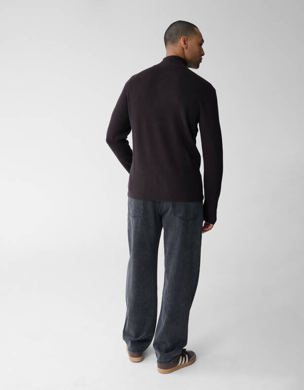 Pullover mit halbem Reißverschluss, Strick, Dunkel SHOEBY MEN