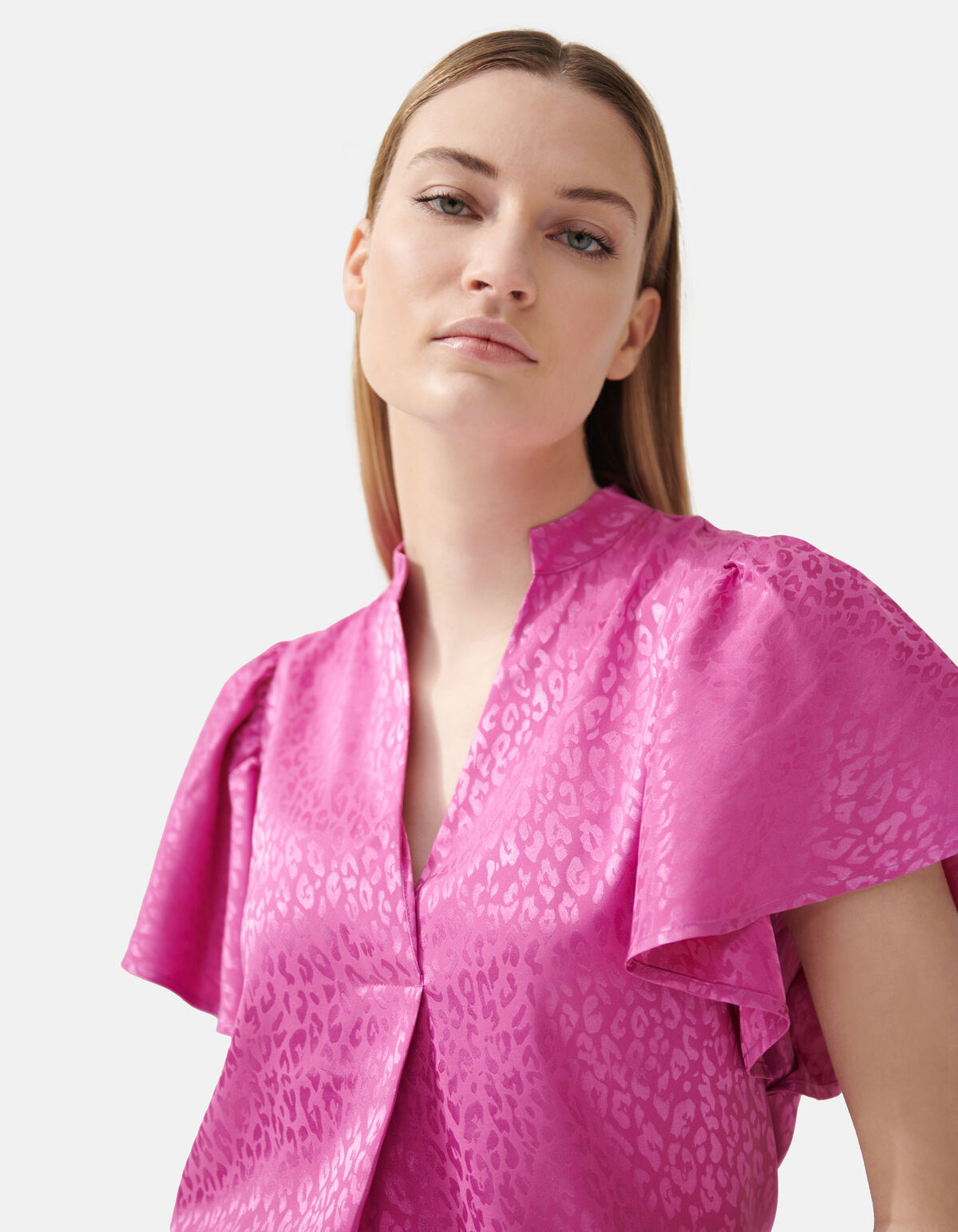 Jacquard-Rüschenbluse Rosa SHOEBY WOMEN