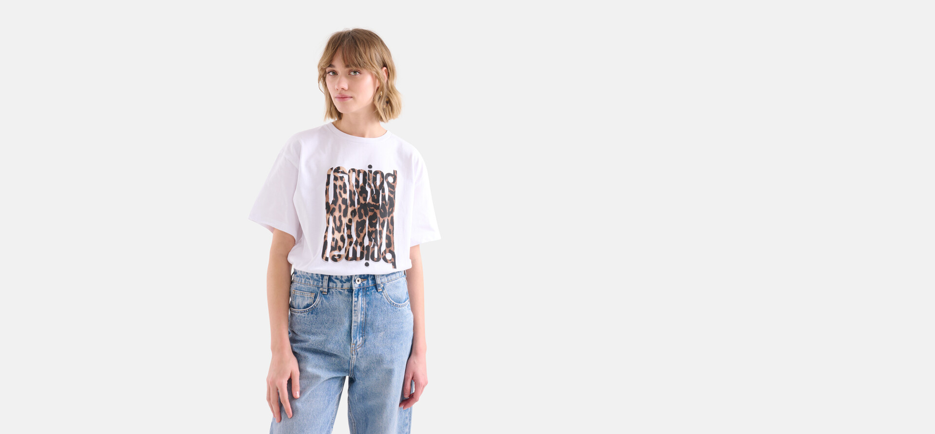 Leopard Artwork T-shirt Weiß SHOEBY WOMEN