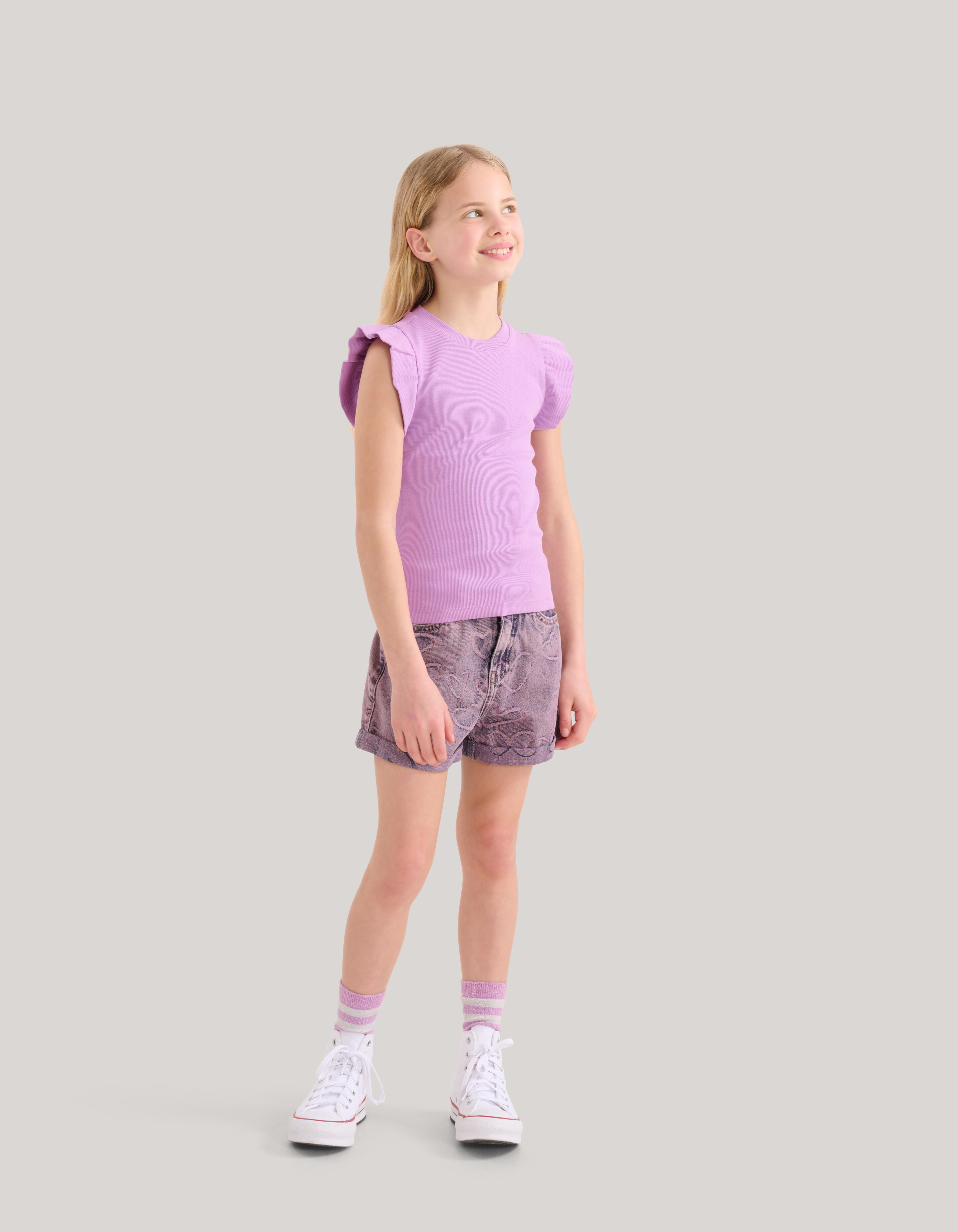 Ruffle Rib Top Hellviolett SHOEBY GIRLS