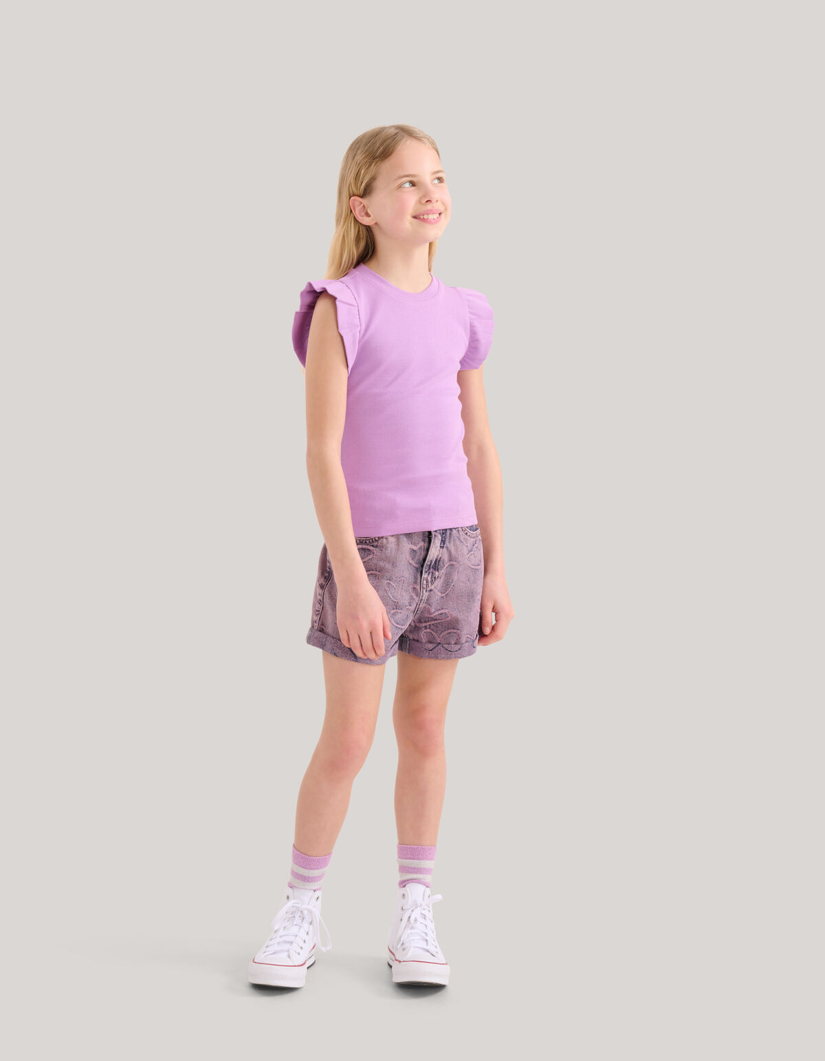 Ruffle Rib Top Hellviolett SHOEBY GIRLS