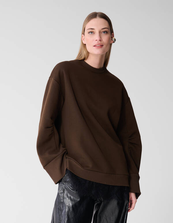 Kanten Oversized Sweater Dunkelbraun SHOEBY WOMEN