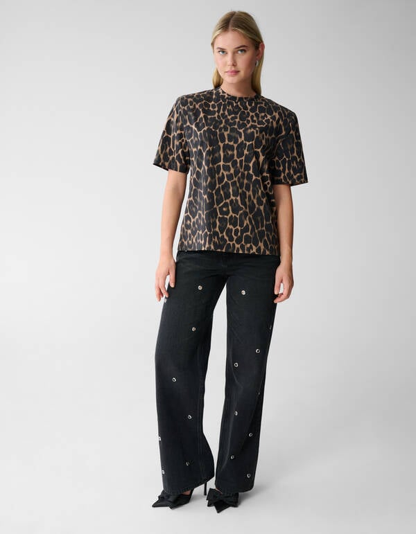 Padded Leopardenmuster T-Shirt Braun SHOEBY WOMEN