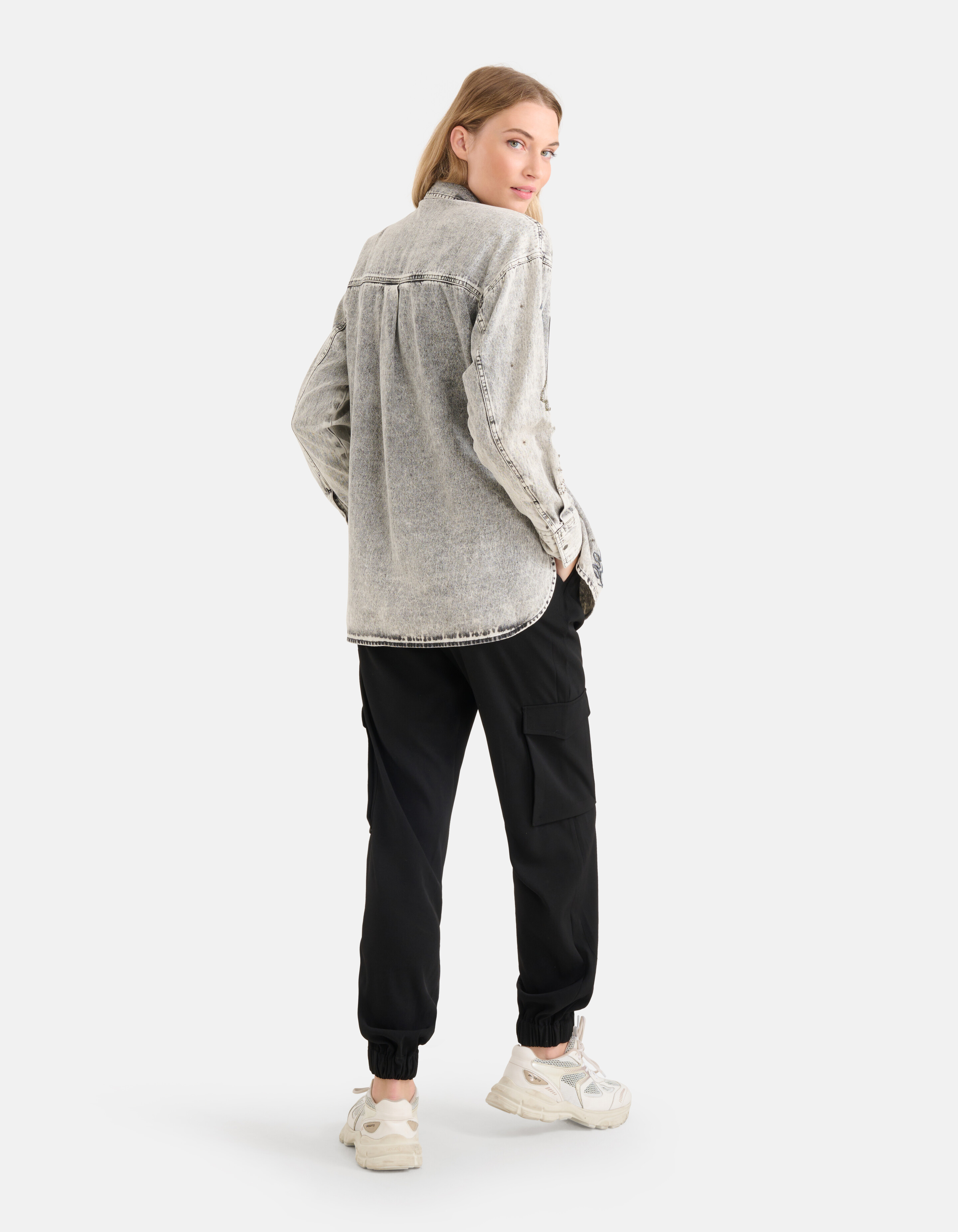 Verzierte Denim-Bluse Grau SHOEBY WOMEN