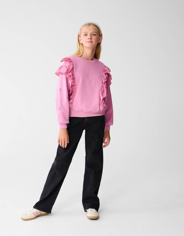 Pullover mit Rüschenstickerei Rosa SHOEBY GIRLS